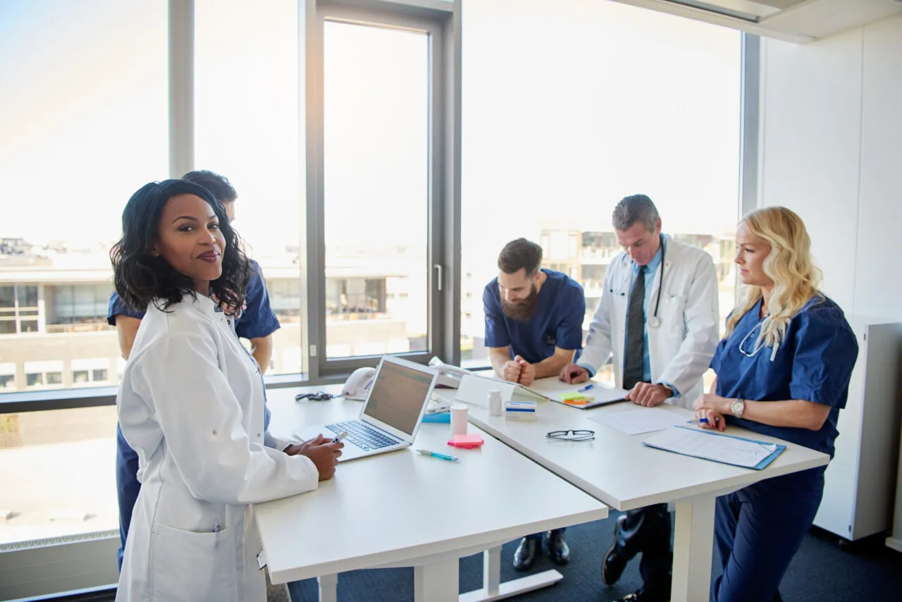 The meeting with doctors in the clinic