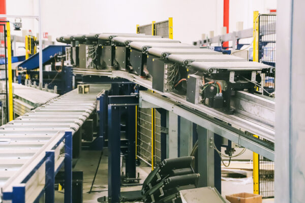 packing line in a logistics warehouse